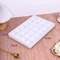 Detail view of white 24-grid jewelry display tray with specific dimensions 35.1x24.1x3cm - 35*24 Tray 24 Grids