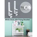 Pair of white table-edge fixed brackets for pegboard organization on desk surfaces - Pegboard Table-Edge Clamp - White