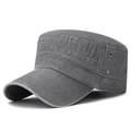 Faded dark grey washed cotton cadet cap with minimalist vintage stitching and metal eyelets - Adjustable / Gray