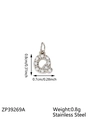 Sparkling silver stainless steel letter Q pendant with micro-set cubic zirconia crystals - Letter Q / Steel
