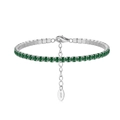 S925 sterling silver tennis bracelet with round green zircons and lobster clasp closure - Platinum 3mm Green Zirconia (16.5+5cm)
