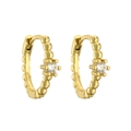 Classic 18K gold plated hoop earrings with beaded edge and sparkling clear zircon - Beaded Texture / Gold Beaded White Zircon