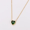 Collier cœur minimaliste avec zircon vert émeraude et chaîne en acier inoxydable doré - Or / Vert