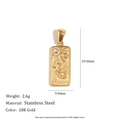 18K gold plated stainless steel rectangle pendant with leopard and Strength engraving - Leopard Strength Coin Pendant (N3045)