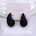 Minimalist matte black teardrop earrings with a modern chunky waterdrop design - Black