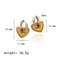 Two-tone gold and silver heart earrings with size measurements in a minimalist style - Contrast Two-Tone Heart Earring (G300)