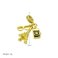 Detail of gold-plated charms featuring Eiffel Tower and camera with 33mm height - Eiffel Tower/Camera/Glasses