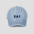 Berretto da baseball in denim azzurro sbiadito con ricamo EAT e stile vintage - M (56-58cm) / Azzurro