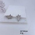 Star-shaped 14K gold plated bead charms with micro-pave cubic zirconia for DIY jewelry - Silver Star