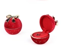 Portagioie rotondo in velluto rosso con fiocco dorato e stelle per anelli e collane - Scatola per Ciondoli / Rosso
