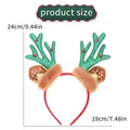Christmas reindeer headband size details featuring height 24cm and width 19cm dimensions - Green Reindeer Antler Headband