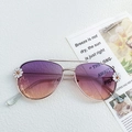 Kids flower pilot sunglasses with rose gold metal frames and gradient purple lenses - White Flower Purple Pink