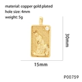 Gold plated copper tarot Strength pendant with white zircon and 15mm x 30mm dimensions - Strength