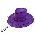 Violetter Western Cowboyhut mit schwarzen Ziernähten und verstellbarer Kordel für Outdoor - M (56-58cm) / Lila