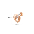 Rose gold heart zircon stud earring 0.7cm x 0.6cm with secure ball screw back - Wing Style(4#) / Rose Gold