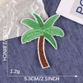 Coconut tree embroidery patch with green leaves and brown trunk, size 7.1x5.3cm - Coconut Tree / 7.1cmx5.3cm