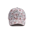 Toddler baseball cap featuring elegant floral pattern on white cotton canvas material - White with Pink Flowers