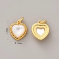 Macro view of 18K gold-plated heart pearl charm with 13mm by 11.6mm size markings - #335 18K Gold Smooth Heart Pendant (13x11.6mm)