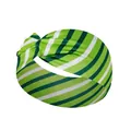 Elastic yoga headband with green and white striped pattern and twist knot design - FC11-14 Green White Striped