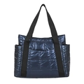 Borsa tote trapuntata blu lucido con grande capacità e stile casual da donna - Blu