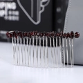 Handmade silver hair comb with deep red crushed crystal stones for festive hair styling - Garnet + 20-Tooth Silver Comb
