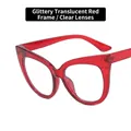 Montatura per occhiali cat eye in rosso trasparente glitterato con lenti anti-luce blu - Rosso Trasparente Scintillante / Lente Chiara
