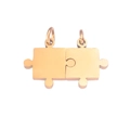 Polished rose gold stainless steel puzzle piece pendants with connectors for DIY jewelry - Gold Pair