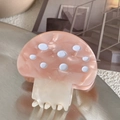 Chic pink acetate mushroom hair claw clip with white polka dots for stylish hair styling - Pink (4.6cm)