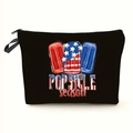 Nahaufnahme der Leinen-Kosmetiktasche zum Unabhängigkeitstag mit POPSICLE-Aufdruck - Stil 5-Popsicle Season Design