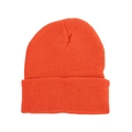 Berretto in maglia di acrilico arancione acceso con risvolto per il calore invernale - Taglia unica(56-58cm) / Rosso Arancio