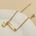 Bracelet en acier inoxydable plaqué or 18K avec joli pendentif éléphant jaune - Éléphant