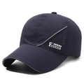 Dark blue breathable mesh baseball cap with HSNG FASHION print and reflective piping - Adjustable / Navy Blue