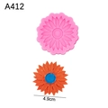 Pink sunflower silicone mold with finished floral piece in yellow and blue, 4.9cm diameter - 1# Sunflower / Pink