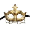 Vintage gold punk half-face mask with silver spikes and hanging chains for masquerade - Arrow Style - Punk Chain / Bronze Gold