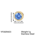 Gold stainless steel round charm featuring a central blue rhinestone and 0.6cm diameter - Steel / March Light Blue