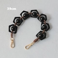 Detaillierte 39cm schwarze Acrylperlenkette für Handtaschen mit goldenen Karabinerhaken - Einfacher Stil / 39cm