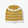 Gorro de punto para mujer con rayas blancas y jengibre en lana suave y afelpada - Amarillo Jengibre (24B105)