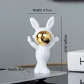 White astronaut bunny figurine with gold visor, 8cm tall decorative space rabbit model - No.3 Space Rabbit Gold Model B / 4.7x8x3cm