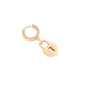 Macro detail of gold-plated heart lock pendant with mirror-finish on small hoop earring - Gold Heart Lock Pendant (10#)