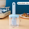 Pinceau à huile en silicone bleu résistant à la chaleur avec récipient transparent - Silicone Bleu (Avec Bouteille)