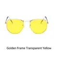 Retro small square sunglasses with gold metal frame and transparent yellow lenses - Gold Frame Yellow Lens