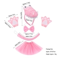 Set costume da coccodrillo rosa per bambina con gonna tutu fascia guanti e coda - Set da 6 Pezzi Dinosauro Rosa 3D (Fascia+Guanti+Tutu+Papillon+Coda) / Rosa