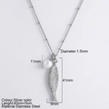 Silver stainless steel necklace featuring a fish pendant and 11mm pearl accessory - Imitation Pearl + Large Fish