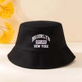 Black Brooklyn New York embroidered cotton bucket hat for men and women sun protection - One Size / Black