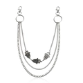 Drielagige zilveren metalen broekketting met hamsa handhangers en karabijnsluiting - 3-Laags Hand van Fatima Stijl (ZW1103)