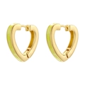 Chic heart-shaped earrings with gold metal base and vibrant green enamel finish - Green (VE1496)