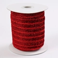 Sparkling red metallic glitter ribbon on white spool for festive gift wrapping and DIY - Big Red 16