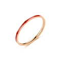 Close-up of slim gold ring with red enamel inlay and polished metallic finish - Gold-1MM-Red Enamel / Size 10