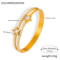 Double-layer gold plated titanium steel bangle featuring two cz star accents - Double Layer Star Style (Z021) / Gold