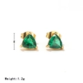 Minimalist 7mm green triangle zircon stud earrings with premium gold plated finish - Gold-Green Zirconia